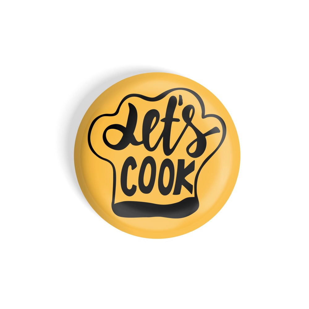 dhcrafts Round Fridge Magnet Yellow Food Lovers Lets Cook Glossy Finish Design Pack of 1 (58 mm)